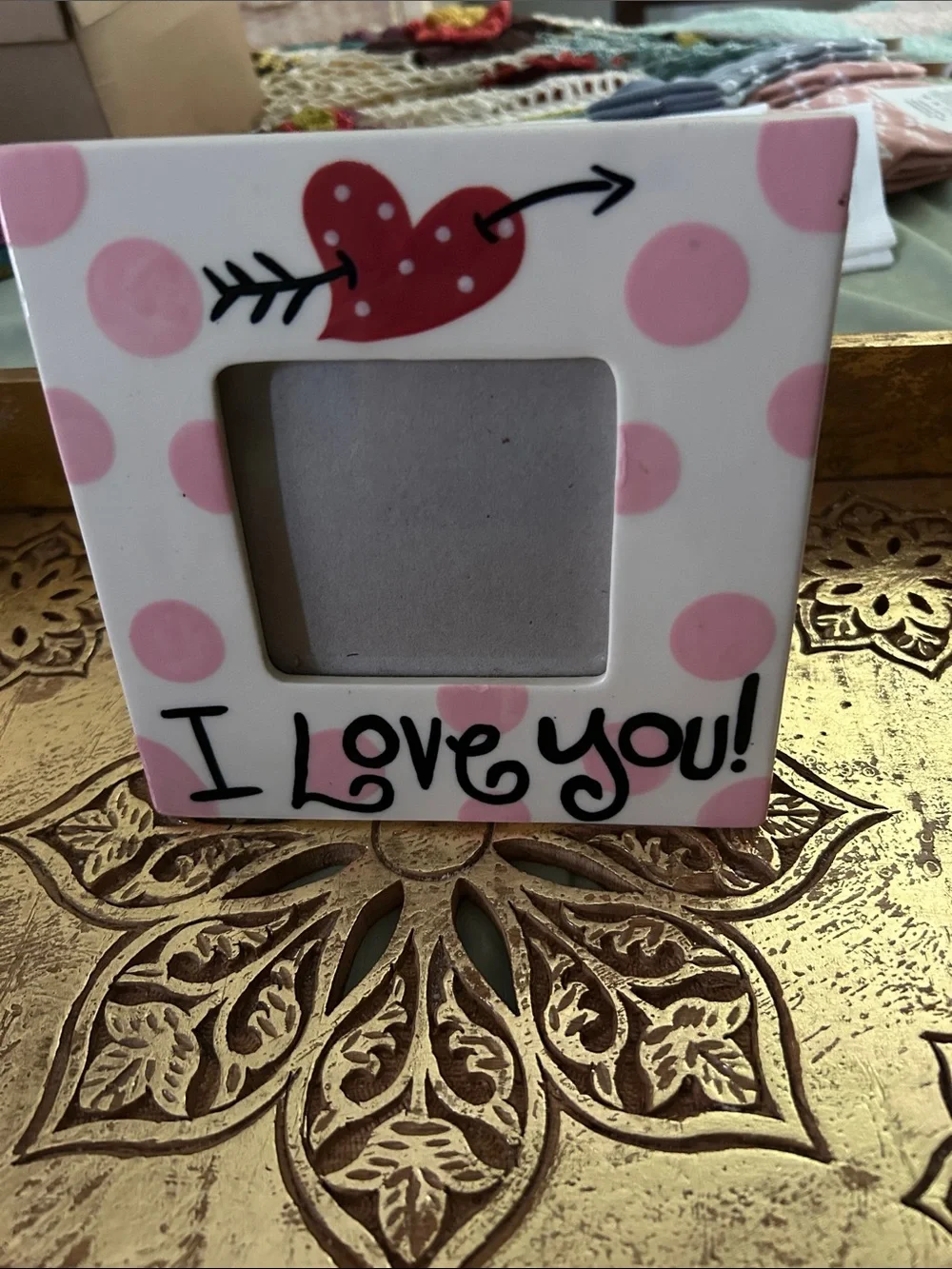 Express Pink Polka Dot 'I Love You' Frame with Colorful Trinket Dish